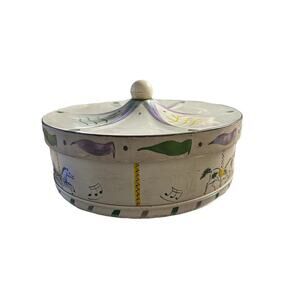 Vintage Guildcraft Carousel Merry Go Round Tin Horses Carnival Tent